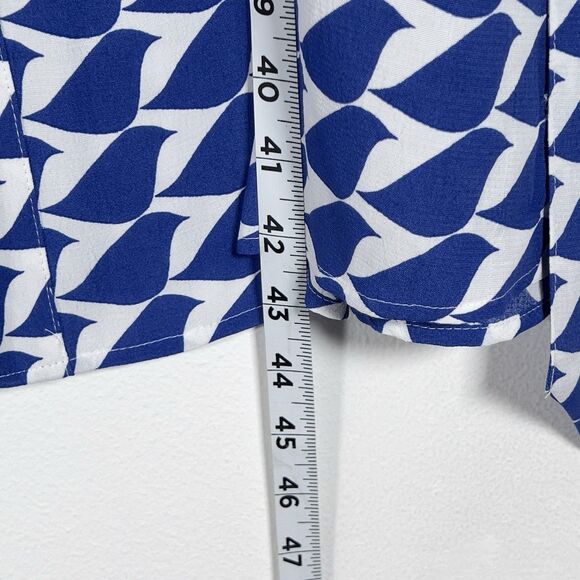 Boden Kate Midi Shirt Dress Womens Sz 4P Blue Birdie Long Sleeve Belted - Picture 13 of 13